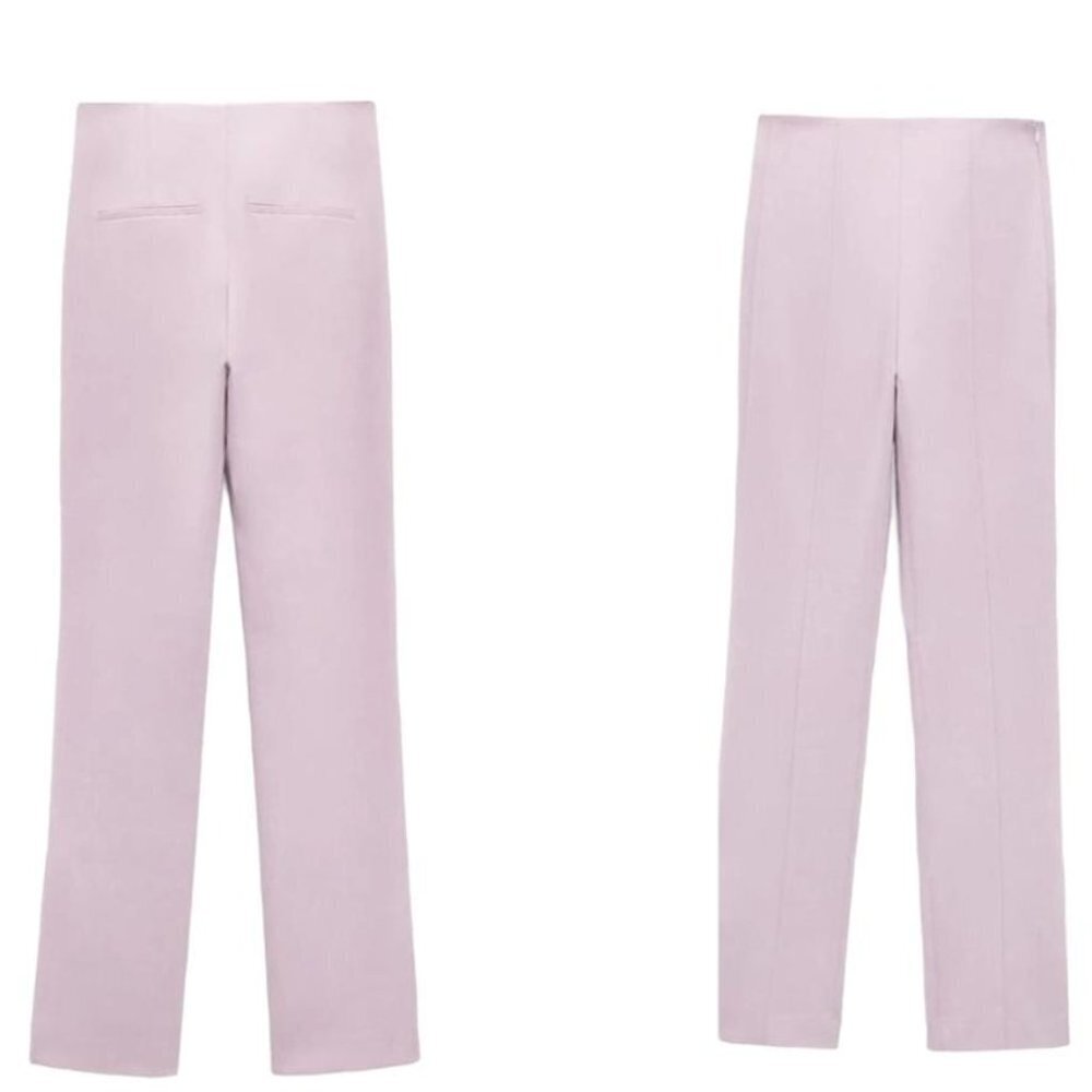 ZARA FLAT PANTS WITH SLITS LILAC SIZE M  | 2432/742/629 - Picture 4 of 4